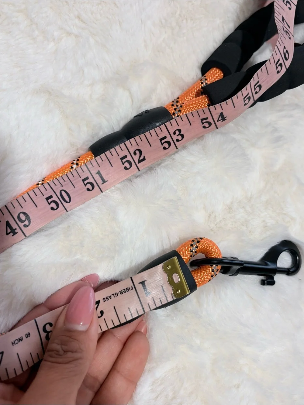 Dog Leash Reflective Orange and Black with Safety Belt